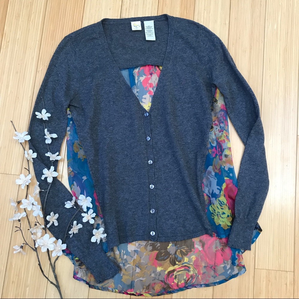 Anthropologie colorful scarf back cardigan, XS.